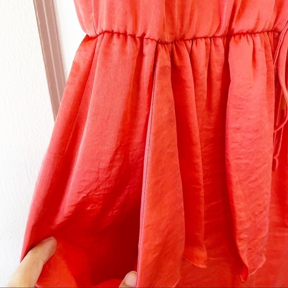 VINCE CAMUTO Coral Satin Drawstring Waist Dress - Picture 8 of 9